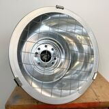Industrial aluminium lamp with iron grid from siemens, 1980’s