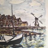 The port and the mill - painting by Édouard Righetti