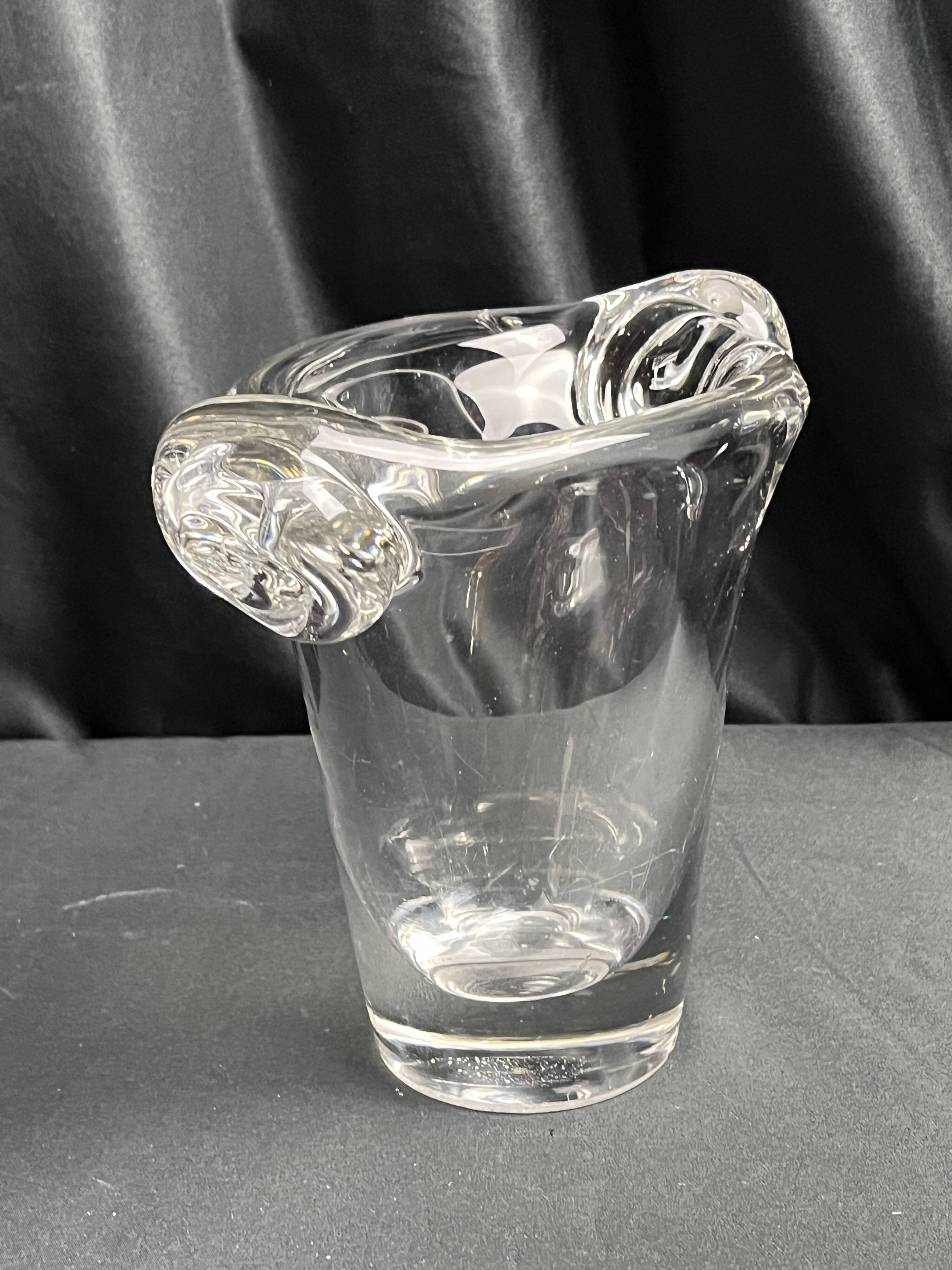 Daum, crystal vase with coiled sockets circa 1970