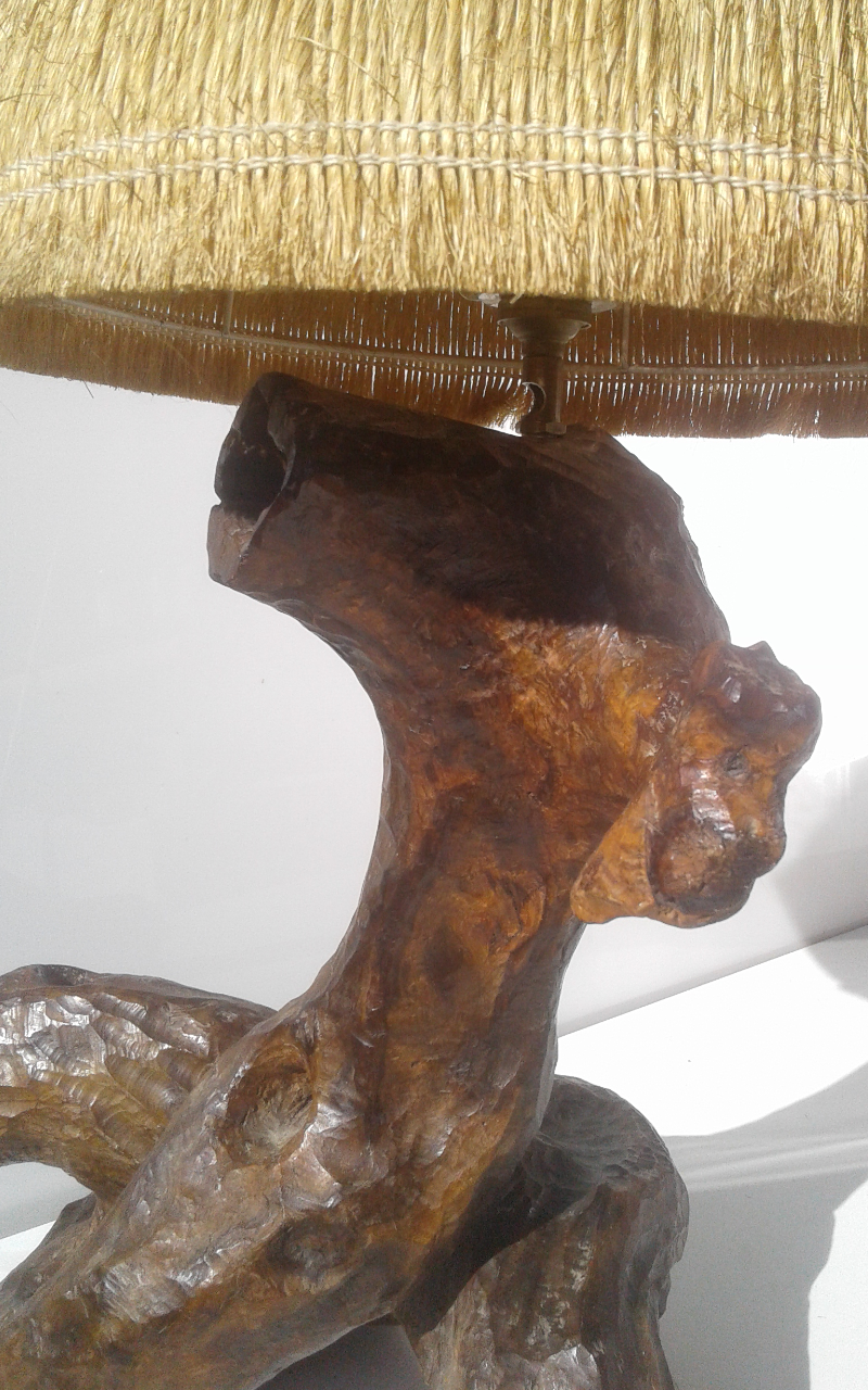 Brutalist lamp in olive root 60