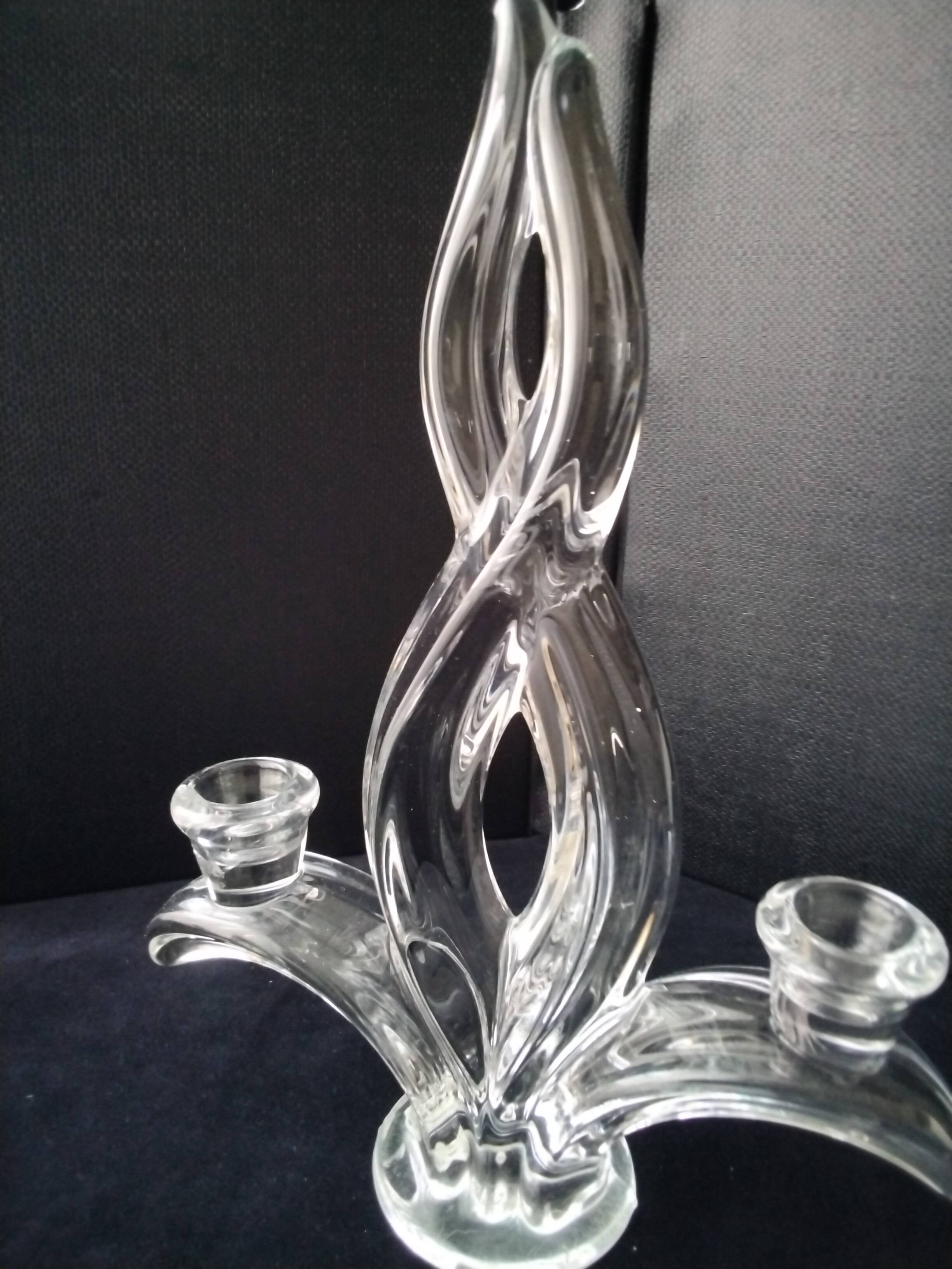 2-branch candle holder in Vannes crystal