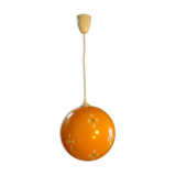 Suspension boule verre jaune 1970