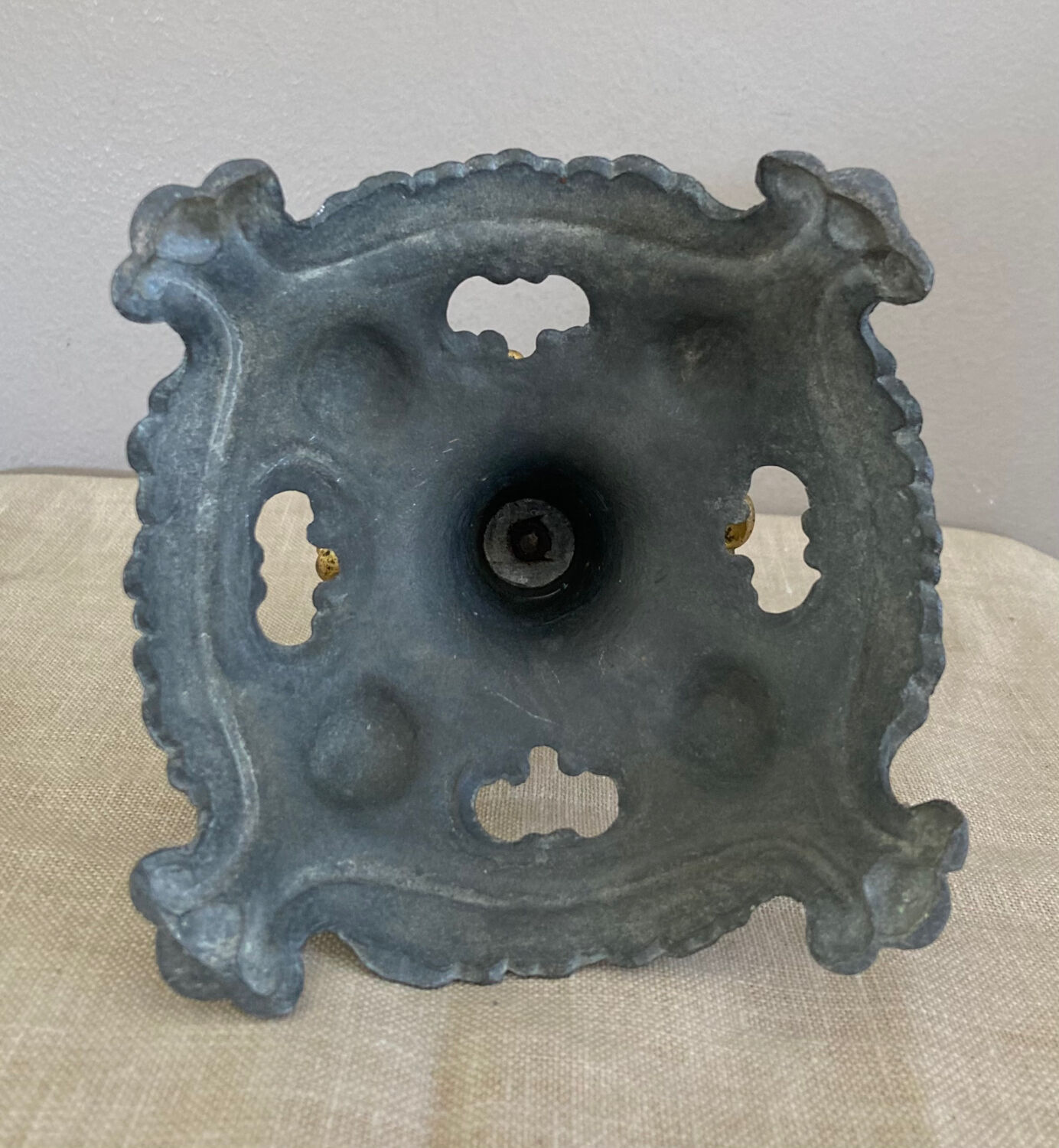 Louis XV candlestick in solid bronze openwork pewter base early twentieth century