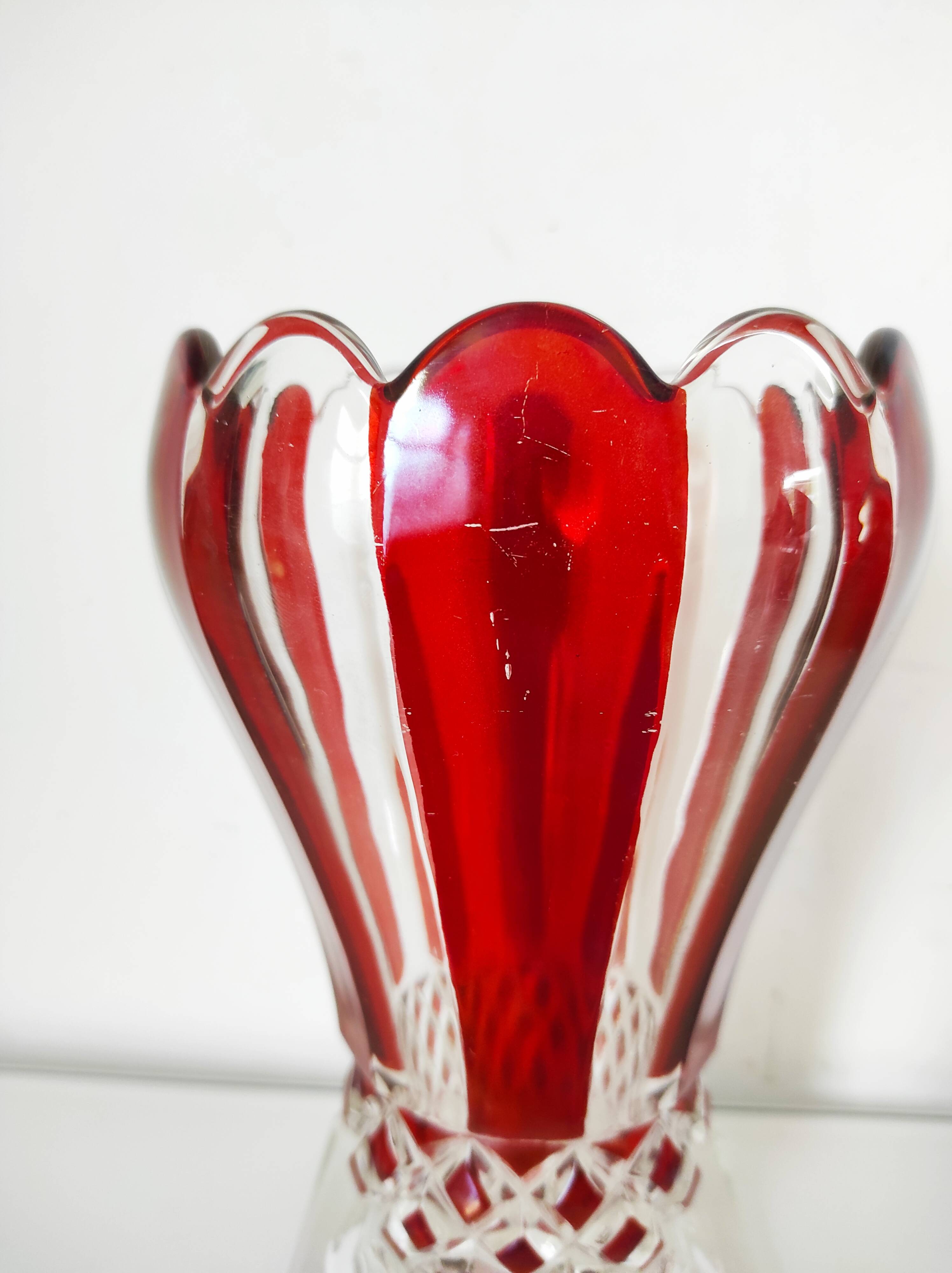 Red painted glass vase