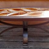 Wood ceramic and metal coffee table by Dan Vallauris 1960