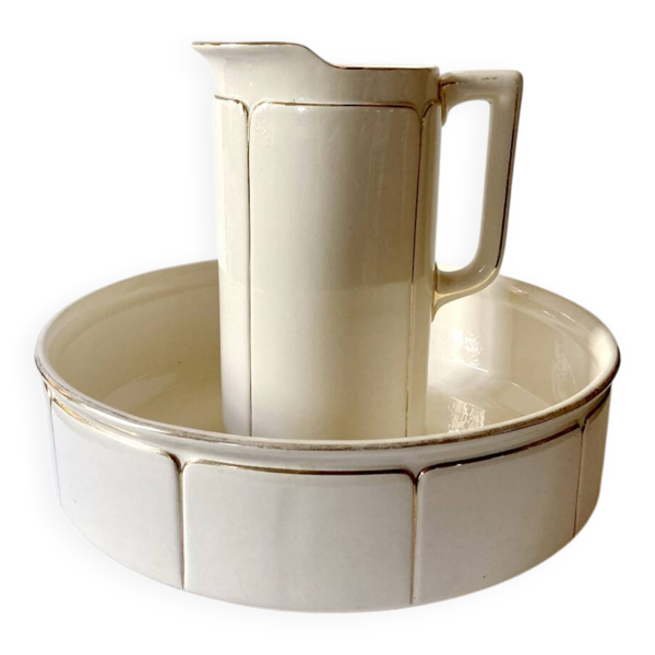 Vasque et broc de toilette en faïnce de Sarreguemines
