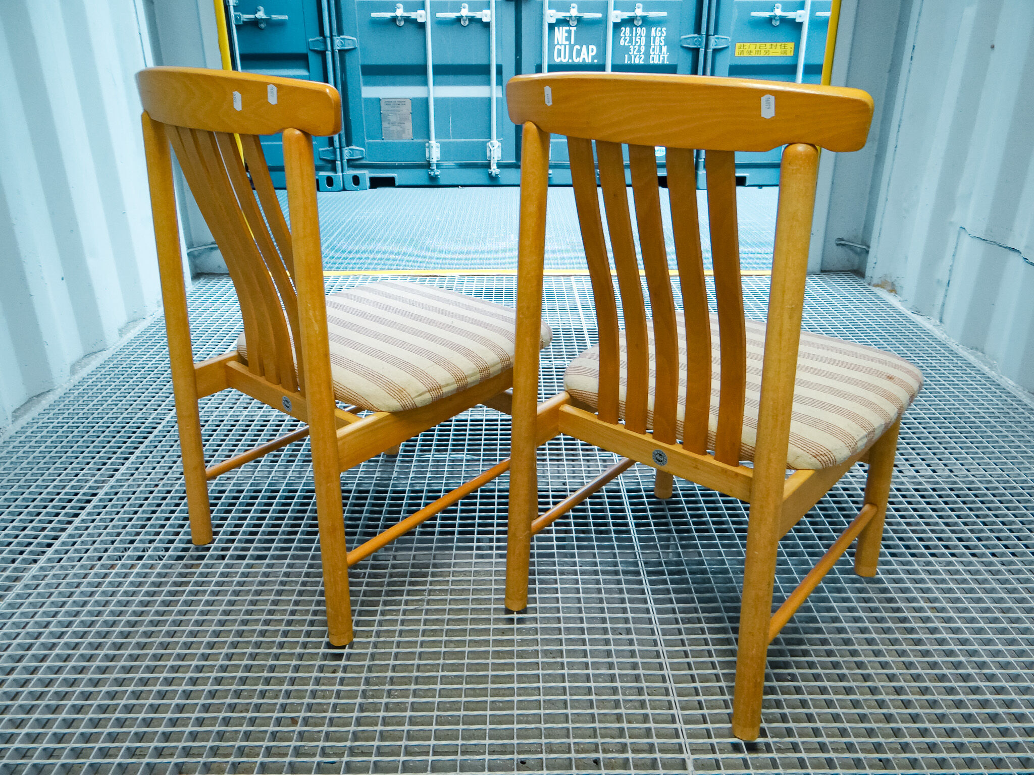 Pair of wide chairs made of solid wood Toyo Furniture made in Japan