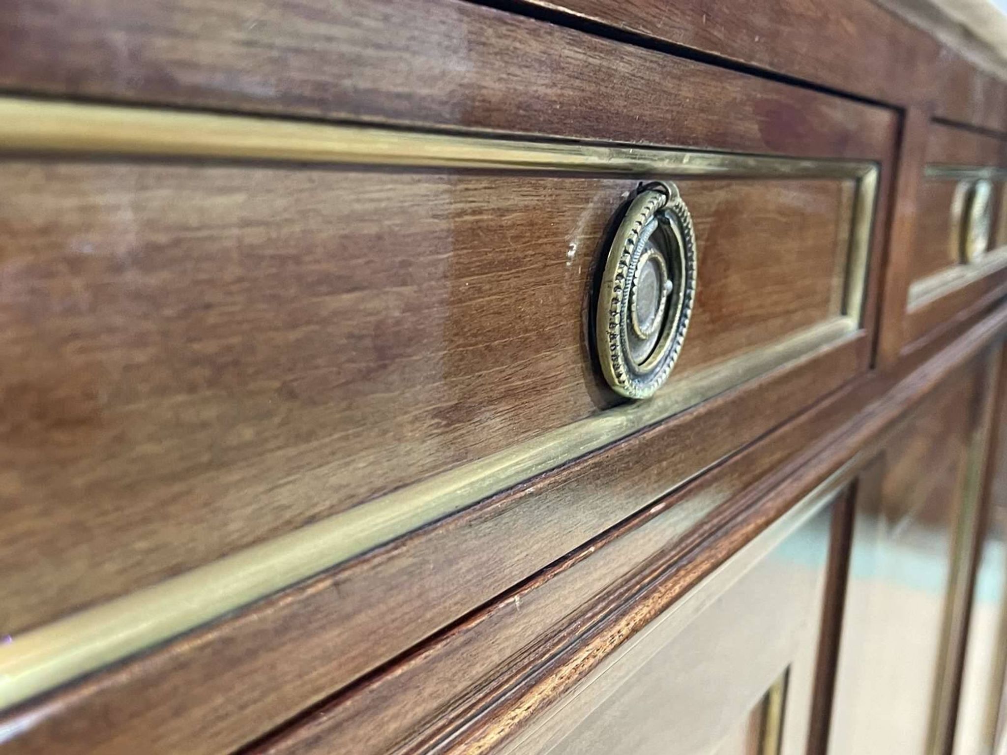 Louis xvi style sideboard from the 1950s in mahogany, oak and white marble top