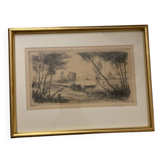 Dessin à l’encre signé P.Baudier
