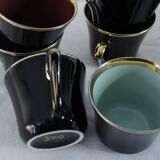 Porcelain coffee set - Porcelac - 6 cups + saucers - black and colors