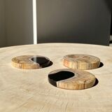 Set of 3 fossilized wooden coasters (clear)