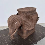 Large vintage wicker elephant plant stand / side table – sculptural bohemian statement