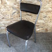 Old chair metal chrome & skaï brown 70s vintage