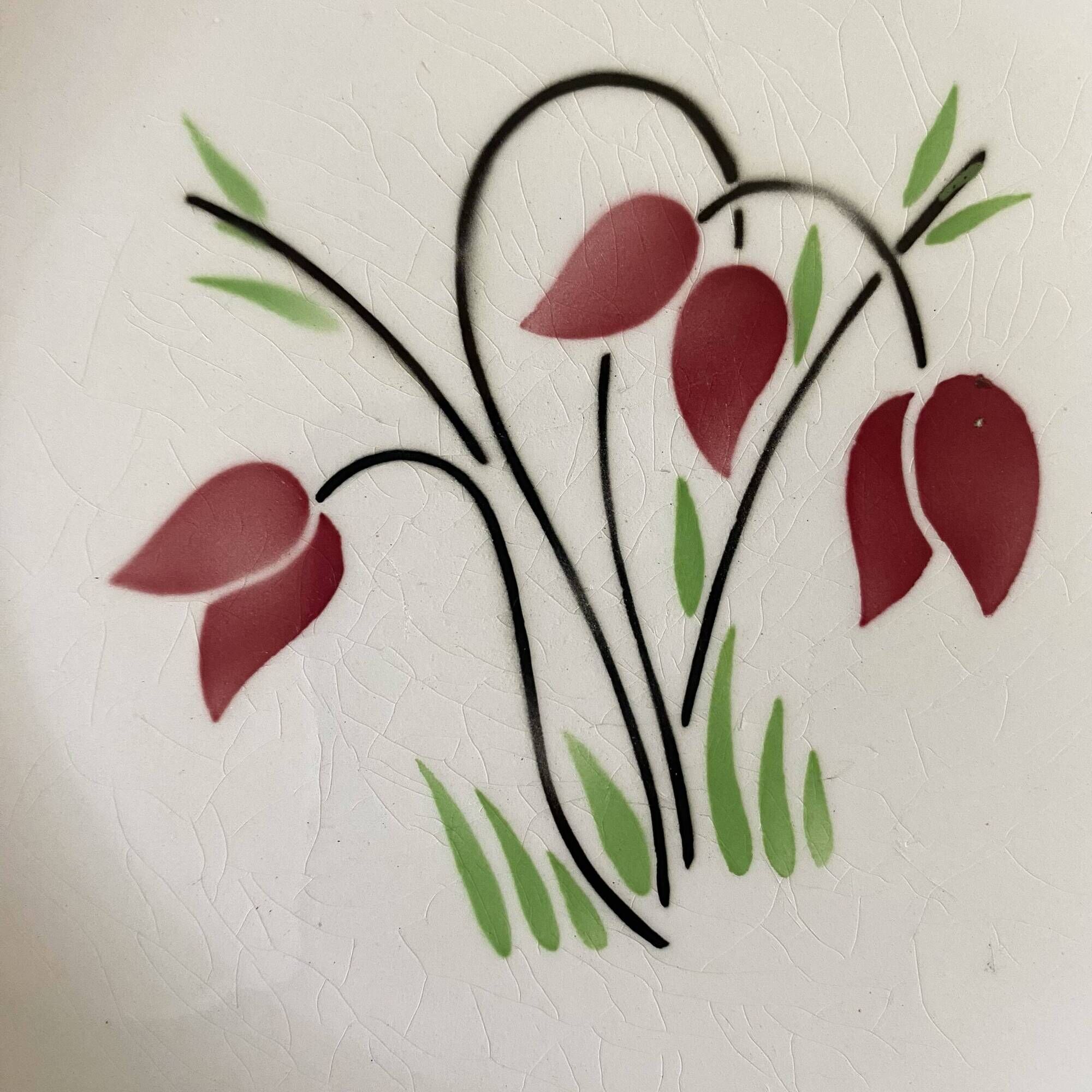 Porcelain dessert plates, Luneville Badonviller, tulip decor