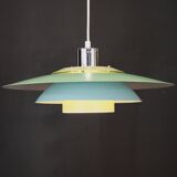 Superbe suspension de Design Light modèle Lux - couleur verte, jaune et bleue - Danemark 1980