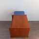 Bench Norwegian Phone Teak and blue fabric, Vintage Scandinavian 1970s