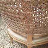 Louis XV style living room sofa and 2 armchairs - canework and carved wood