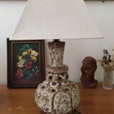 Fat lava ceramic lamp base with 2 bulbs