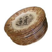 Assiettes parlantes à entremets lot de 12 pièces