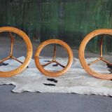 Set of 3 sculptural walnut side tables