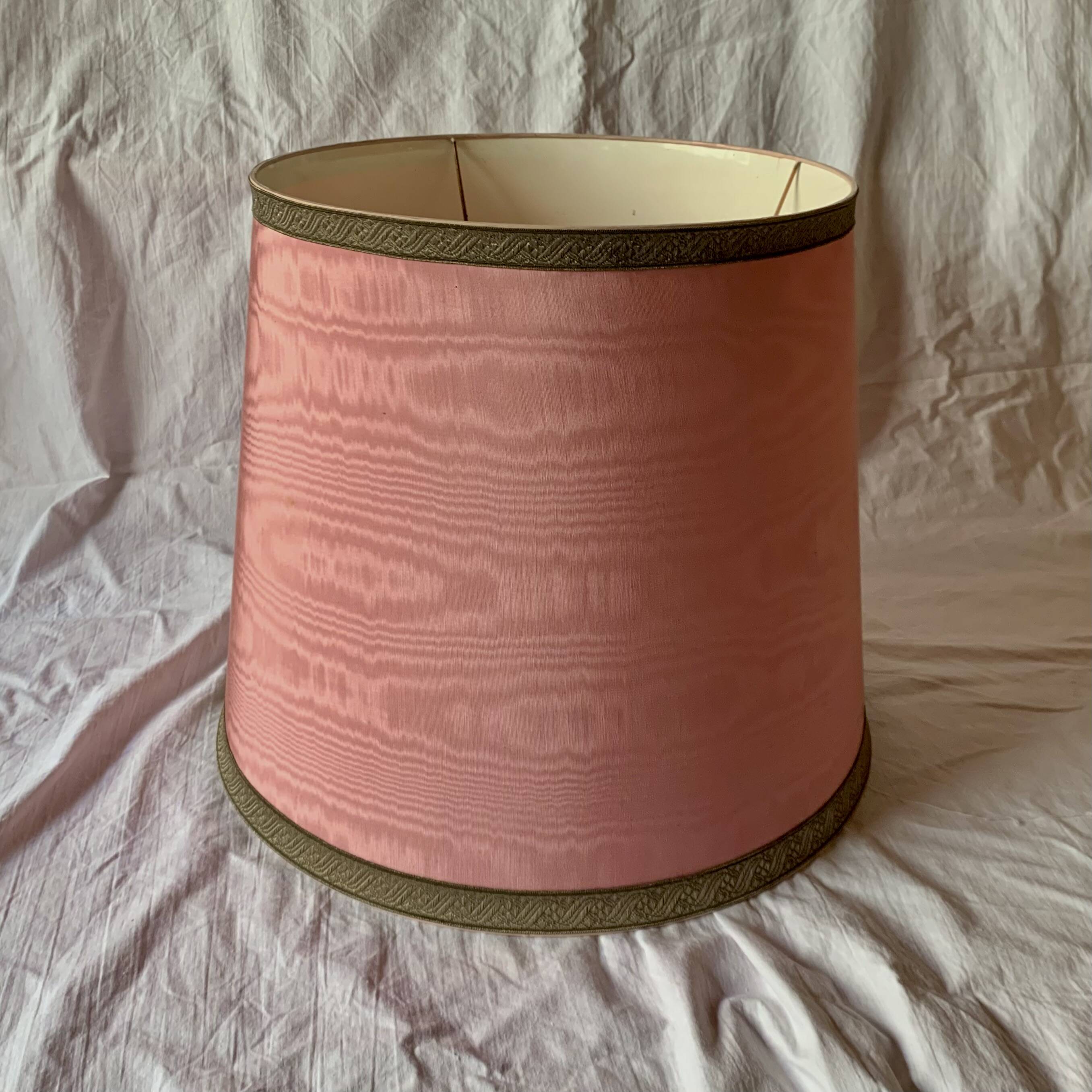 Large Vintage Pink Silk Lampshade - 40 x 34 cm