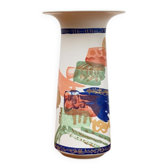 Vintage German ceramic vase Postmodern Alta Mira series by Gilbert Portanier for Rosenthal, 1980s.