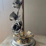 Vintage Franco Italy lamp with silver and gold metal flowers