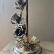 Vintage Franco Italy lamp with silver and gold metal flowers
