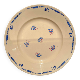 Plat porcelaine vintage K&G Luneville "Flore" 1950s petites fleures bleues