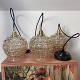 Set of three Scandinavian glass pendant lights