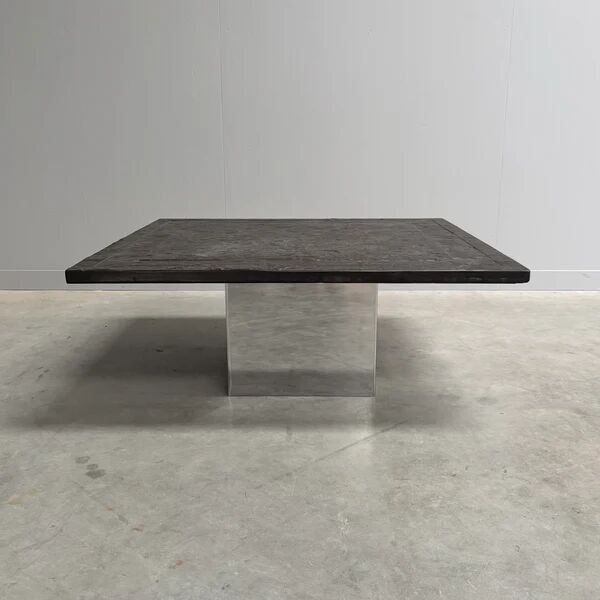 Table basse en pierre et acier par Draenert, années 1970