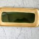 Salins green enamel ceramic cake dish model "Capvern" 60s-70s