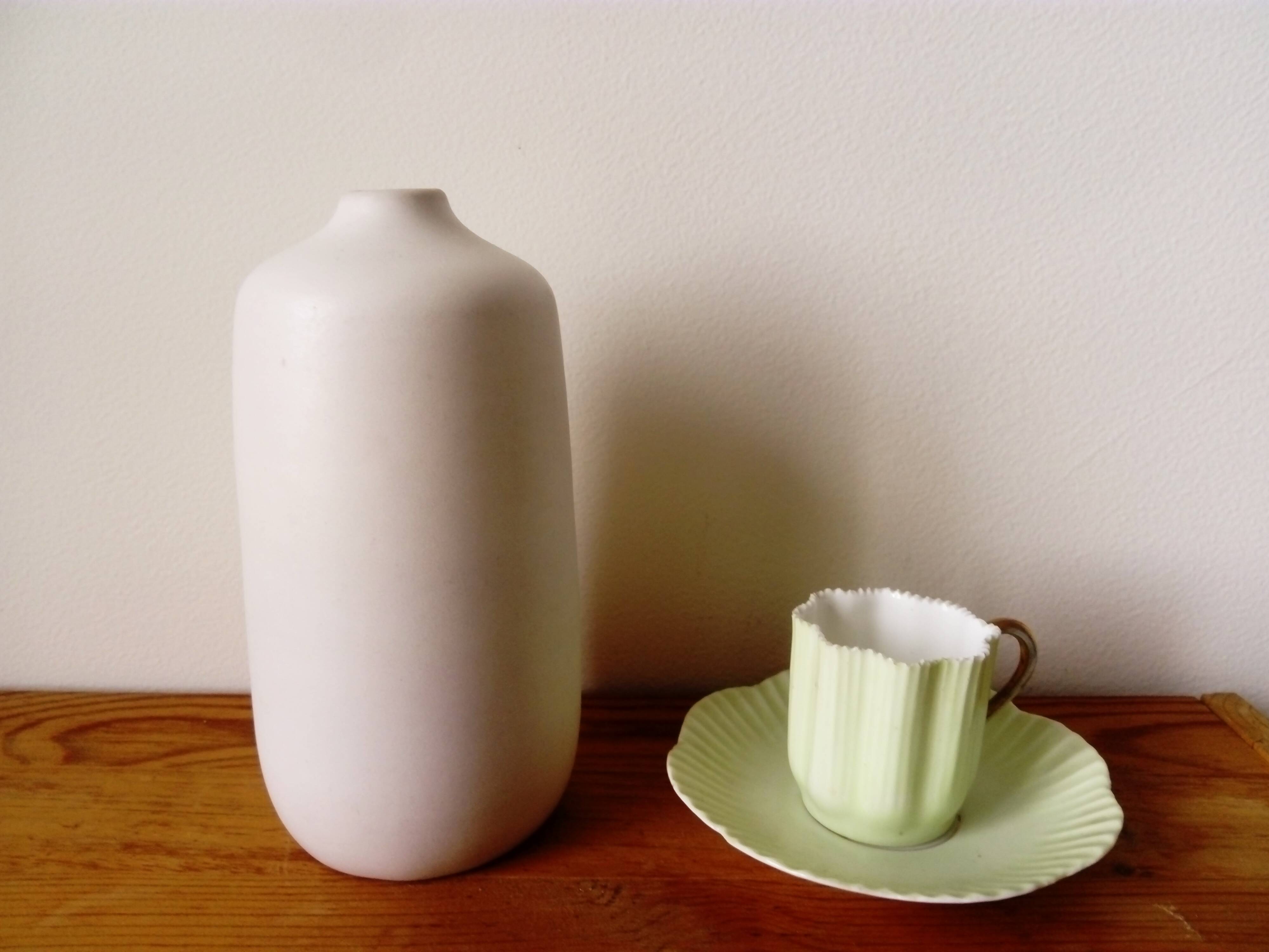 Designer white ceramic vase