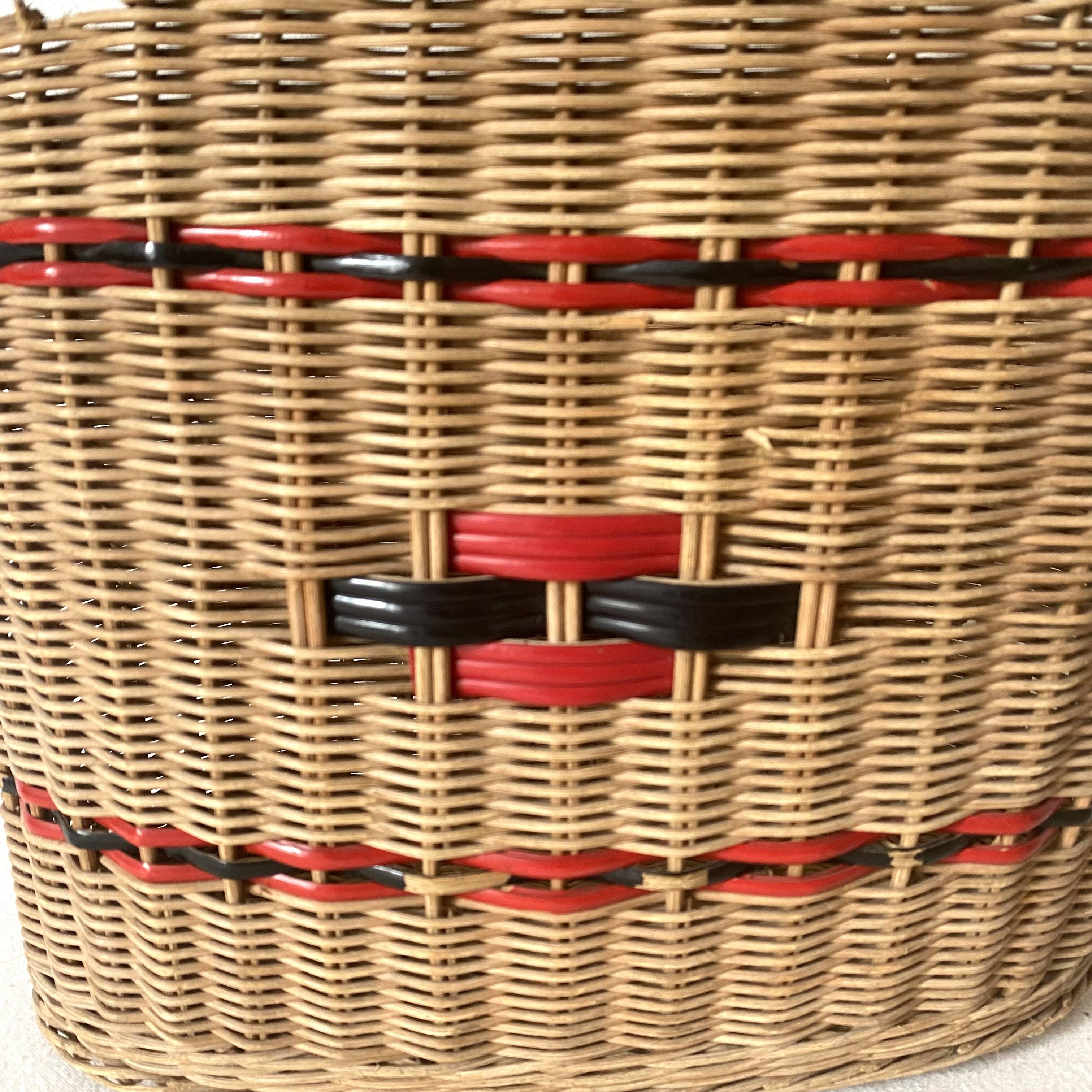Vintage woven rattan basket from the 50s-60s