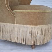 1950s, Danish armchair, furniture velour, ash wood legs.