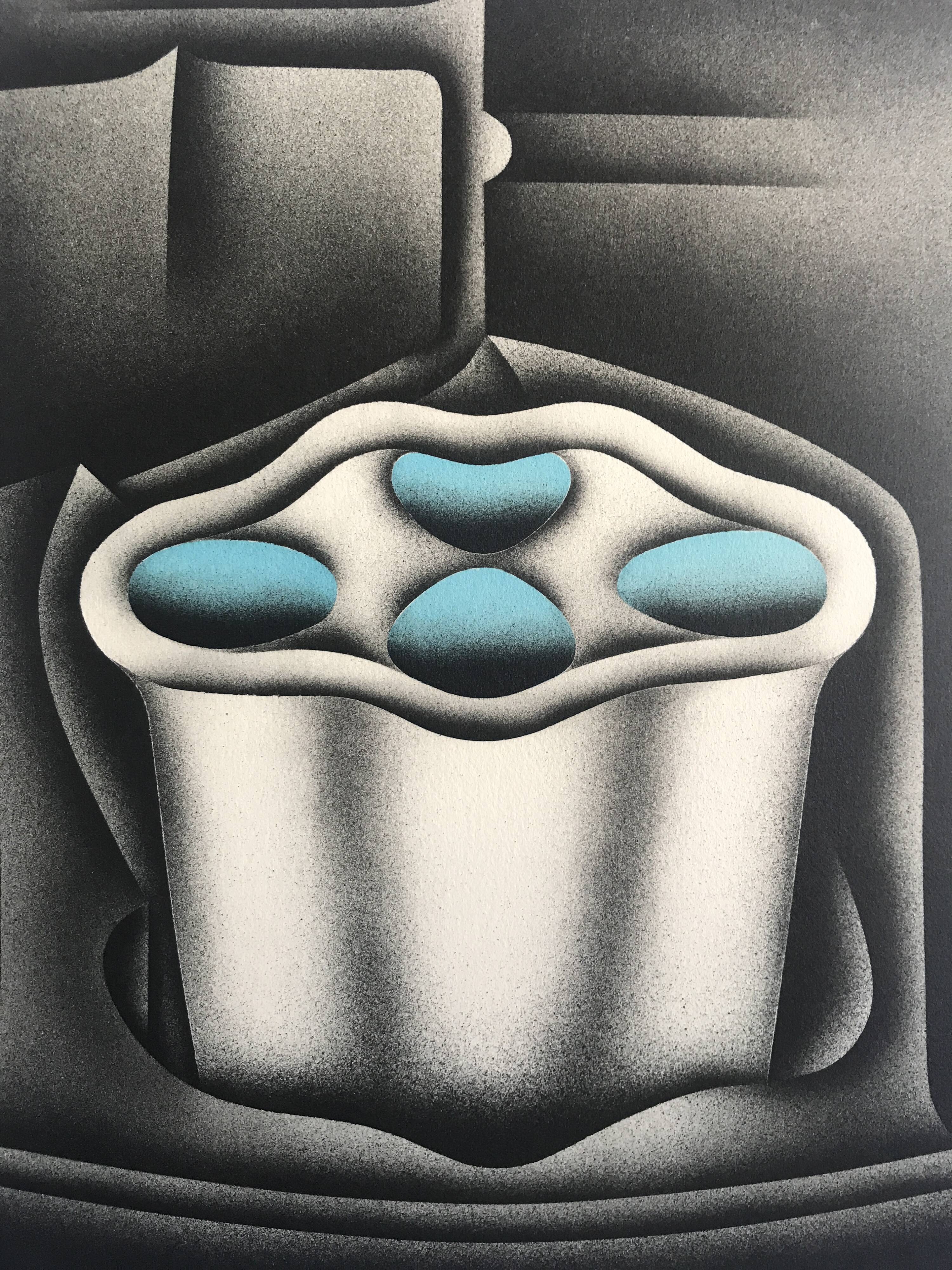 Original lithograph by Jacques Poli, Gasometers, 1978