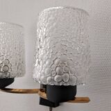 Pair of double wall lights in bubbled glass by Maison Arlus, France circa 1960.
