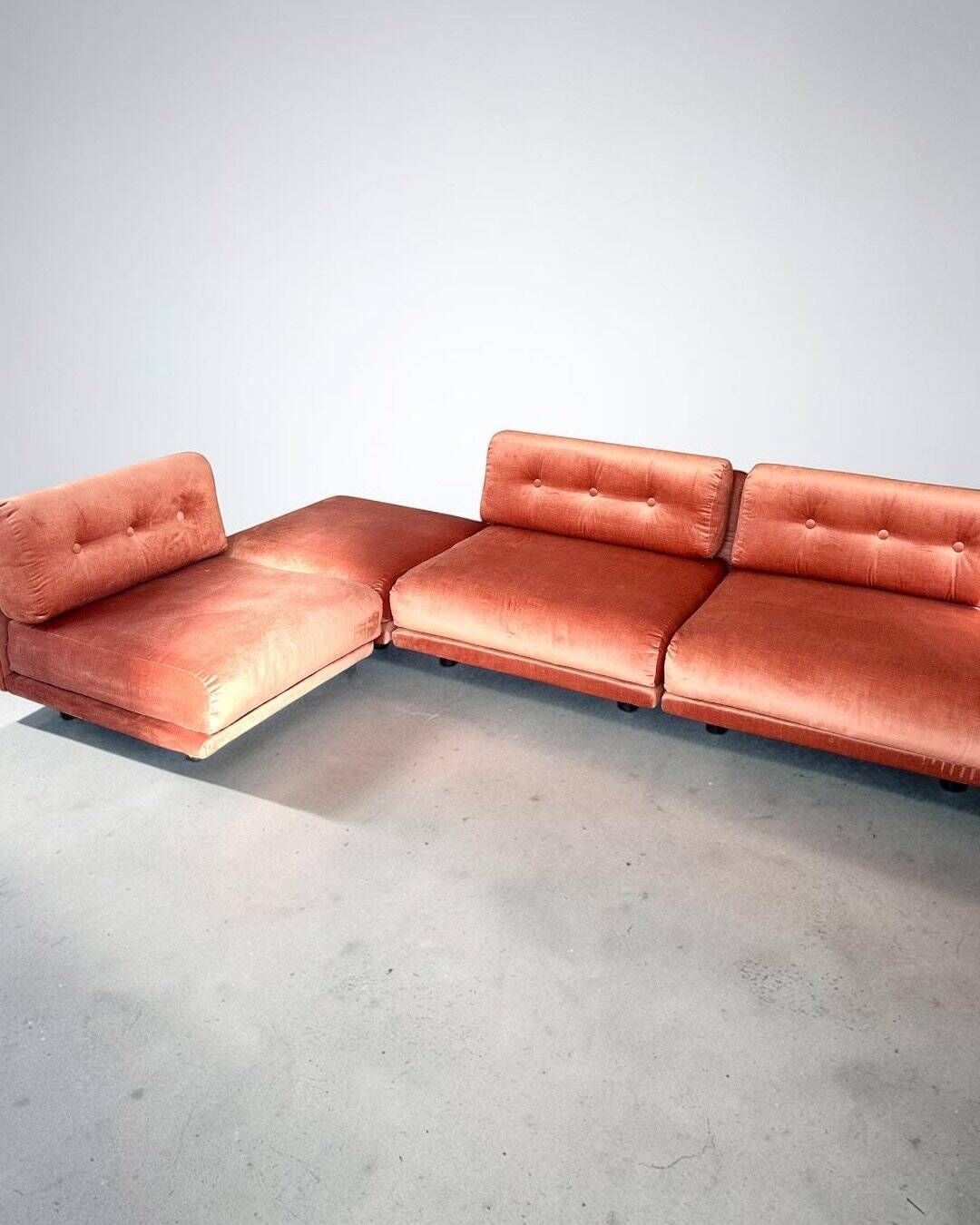 Canapé modulaire Salpol en velours Dralon (Bayer), Italie 1970