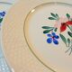 Set of 6 flat plates of Digoin Sarreguemines model Fabiola