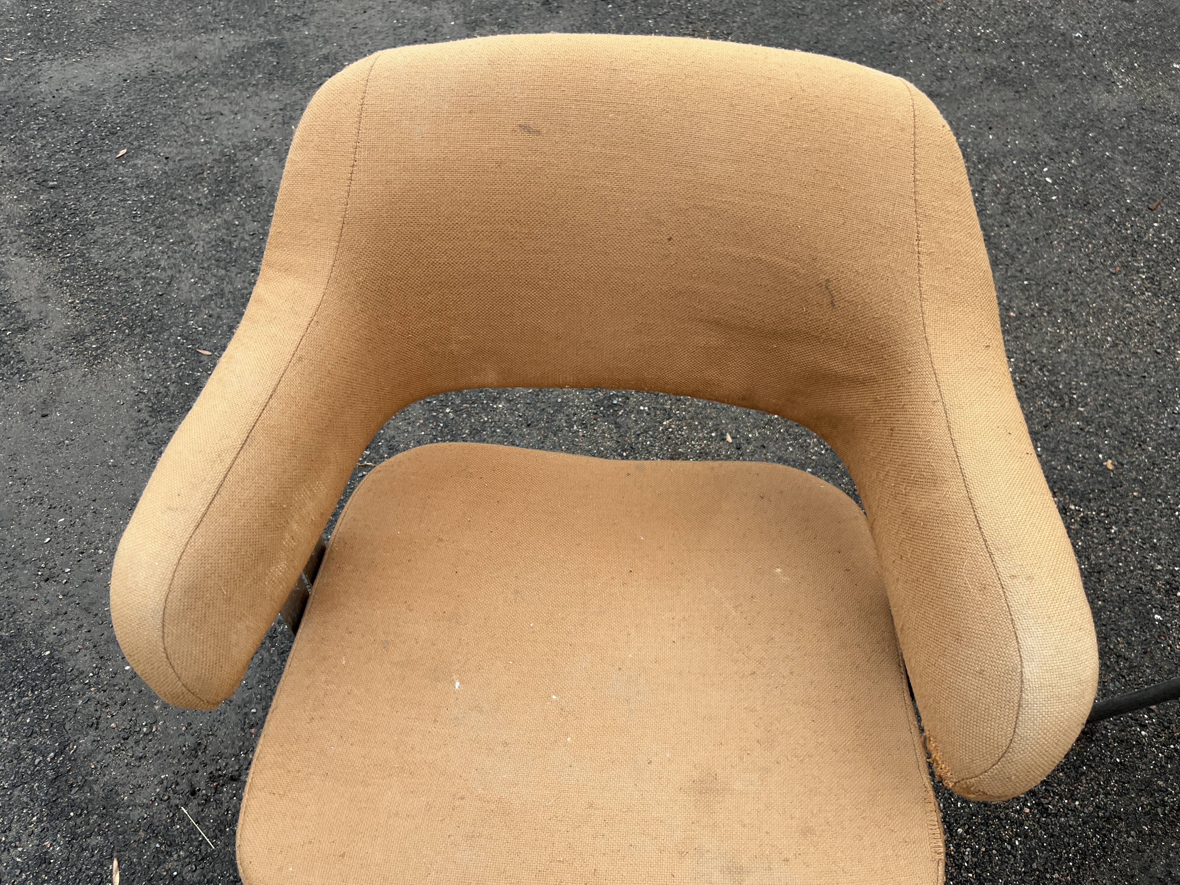 Pair of vintage armchairs with metal legs and orange fabric, 1960s-1970s