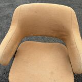 Pair of vintage armchairs with metal legs and orange fabric, 1960s-1970s