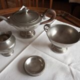 Shiny pewter tea set