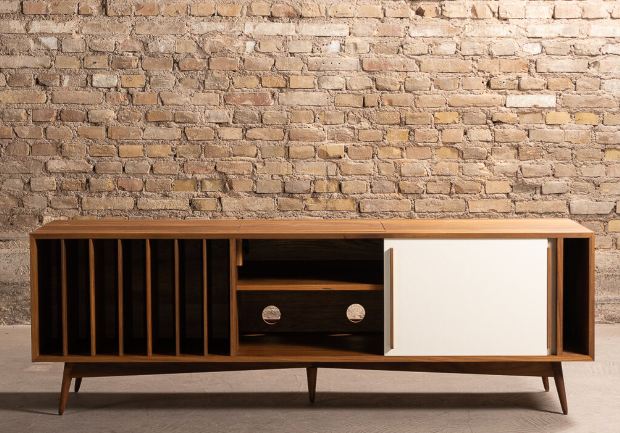 TV stand / Teak enfilade with vinyl storage
