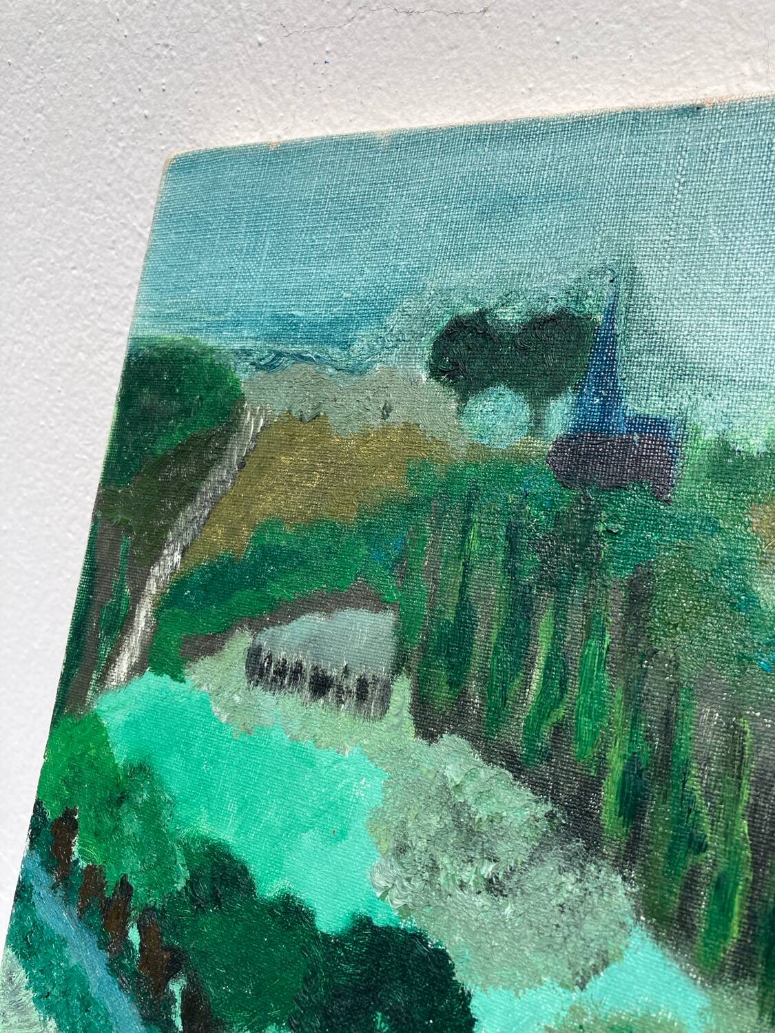 Tableau, huile sur toile paysage naïf
