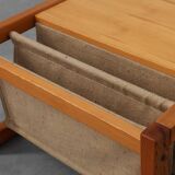 Pine and linen coffee table with magazine rack by Karin Möbring, Sweden