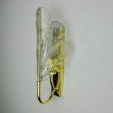 Frosted leaf wall lamp, murano glass, italy, 1970