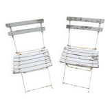 Pair of metal and wood garden chairs