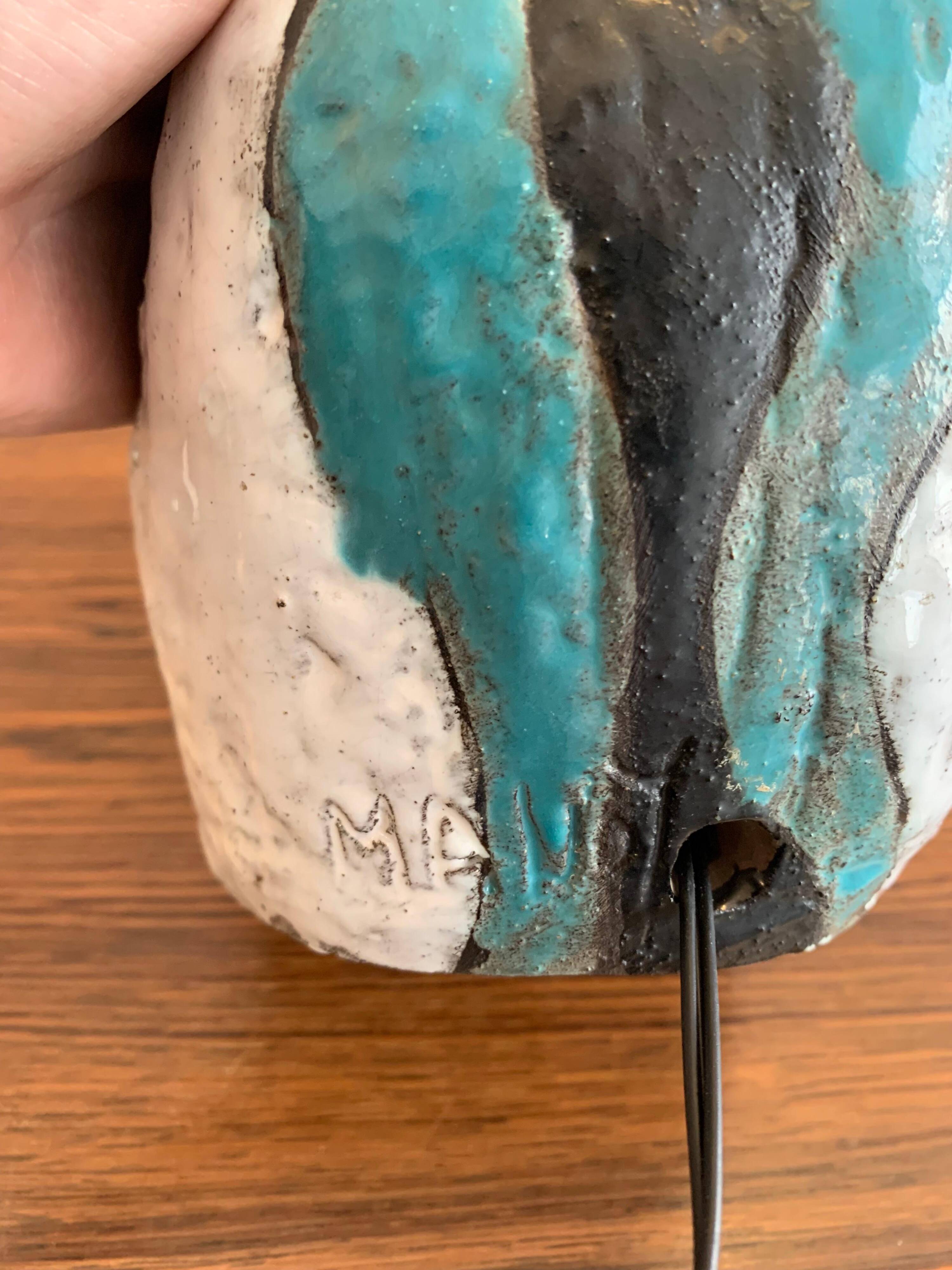 Asymmetrical ceramic lamp Vallauris France 1950, signed, unique