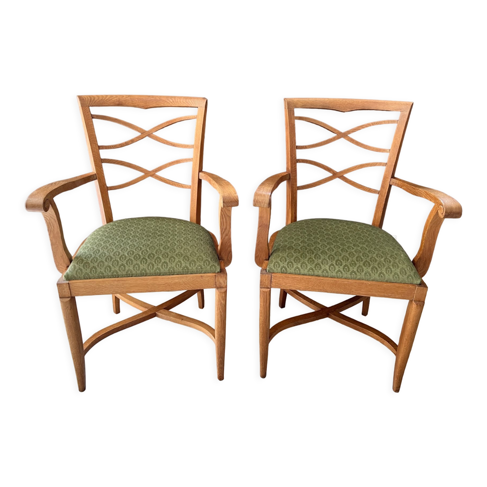Paire de fauteuils Baptistin Spade 1940 en chêne clair