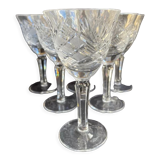 6 glasses with white wine crystal blown and cut xxth
